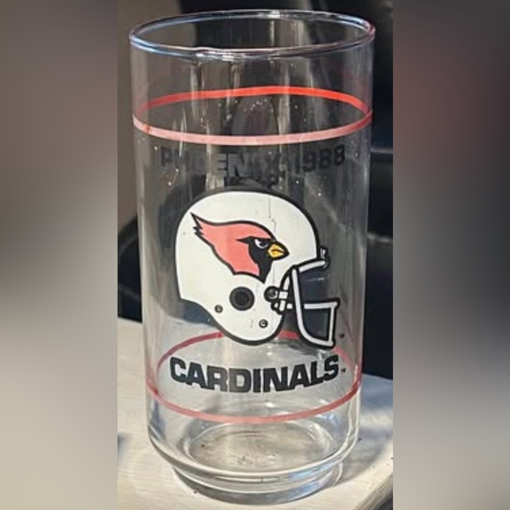 vintage 1988 Phoenix Cardinals NFL Mobil Oil drinking glass